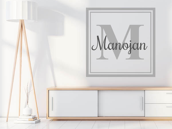 Wandtattoo Manojan als eckiges Monogramm