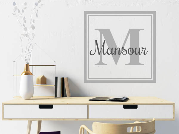 Wandtattoo Mansour als eckiges Monogramm