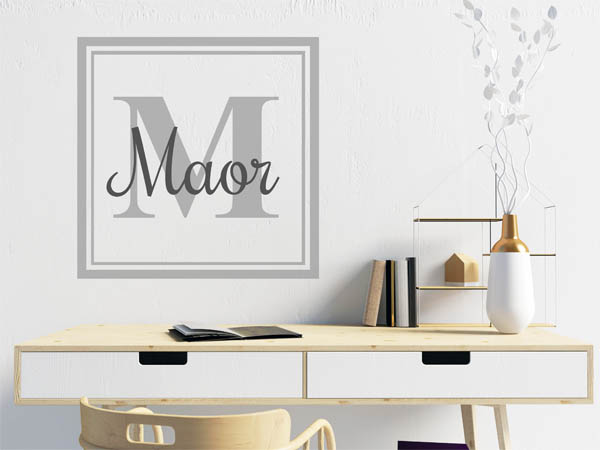 Wandtattoo Maor als eckiges Monogramm