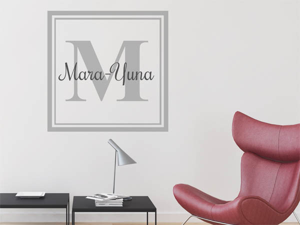 Wandtattoo Mara-Yuna als eckiges Monogramm