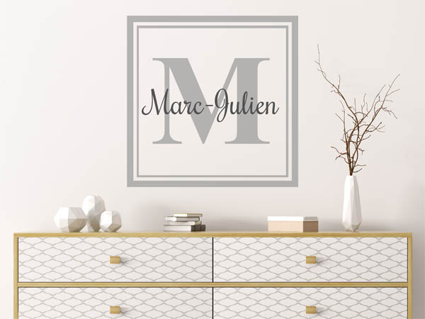 Wandtattoo Marc-Julien als eckiges Monogramm