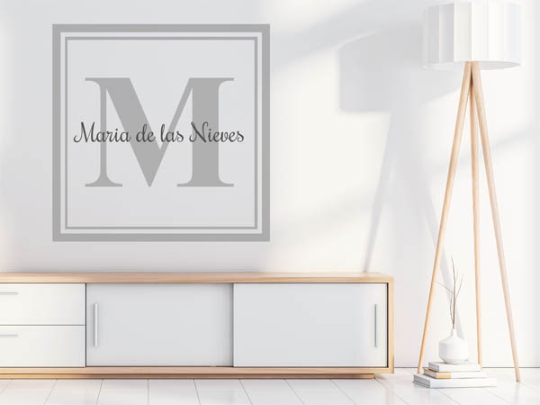 Wandtattoo Maria de las Nieves als eckiges Monogramm