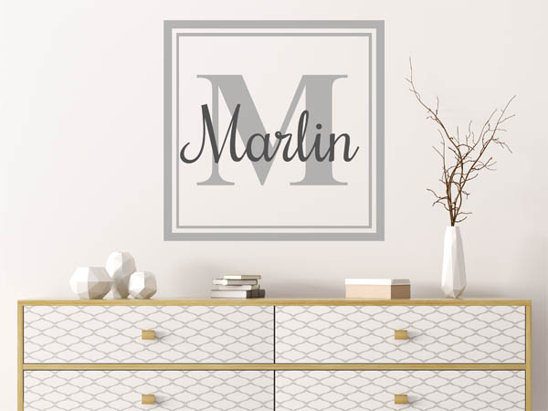 Wandtattoo Marlin als eckiges Monogramm