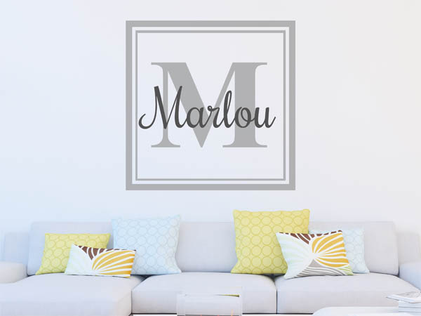 Wandtattoo Marlou als eckiges Monogramm