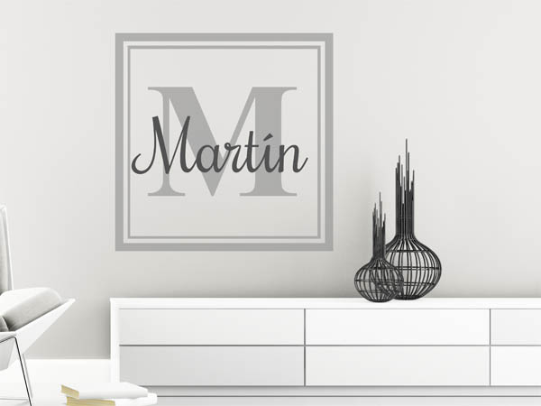 Wandtattoo Martín als eckiges Monogramm