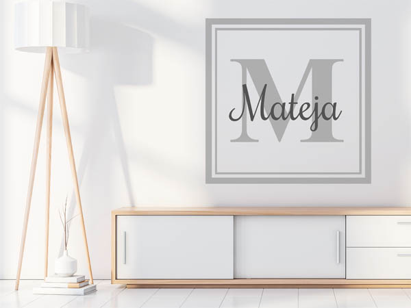 Wandtattoo Mateja als eckiges Monogramm