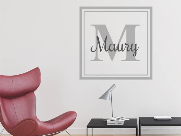 Wandtattoo Maury als eckiges Monogramm