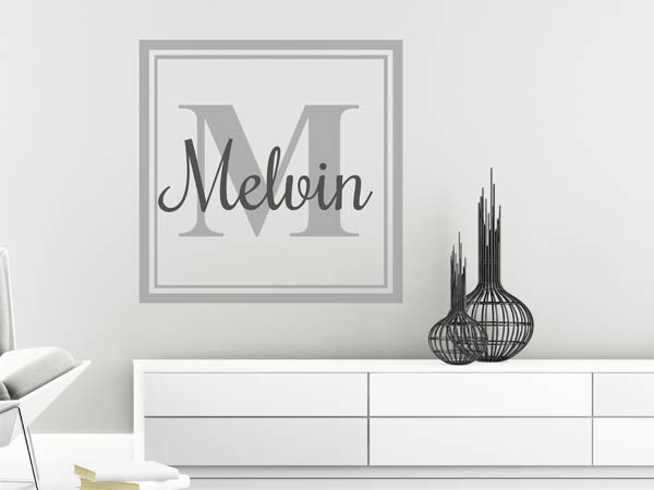 Wandtattoo Melvin als eckiges Monogramm