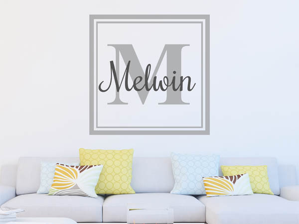 Wandtattoo Melwin als eckiges Monogramm