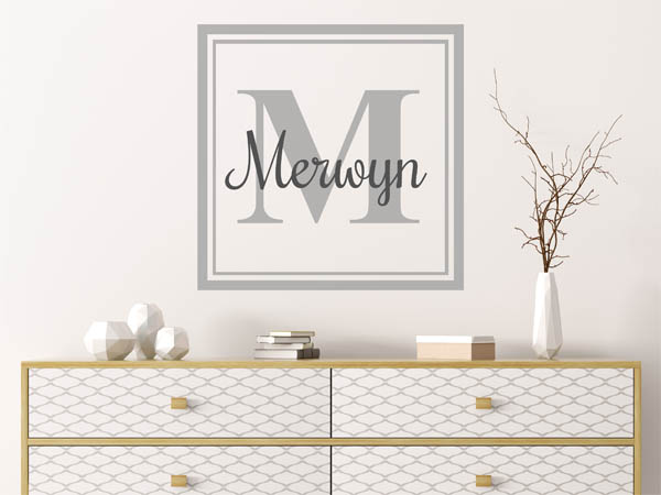 Wandtattoo Merwyn als eckiges Monogramm