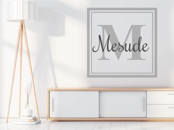 Wandtattoo Mesude als eckiges Monogramm