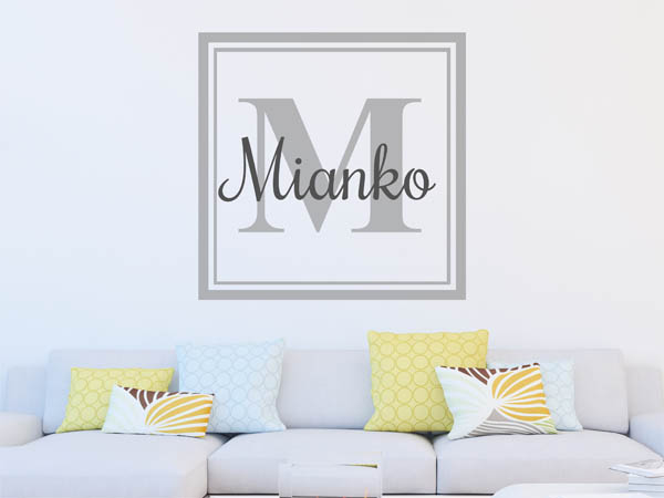 Wandtattoo Mianko als eckiges Monogramm
