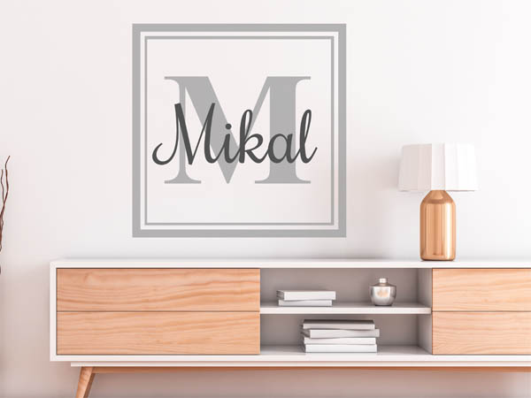 Wandtattoo Mikal als eckiges Monogramm