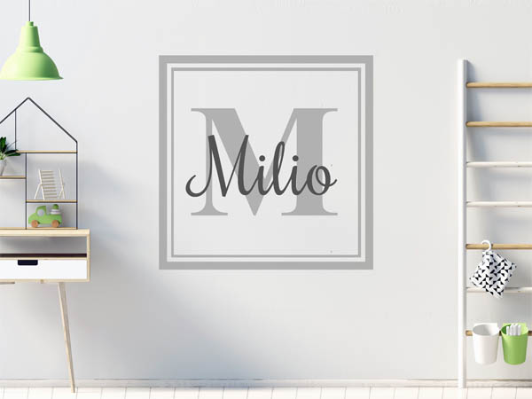 Wandtattoo Milio als eckiges Monogramm