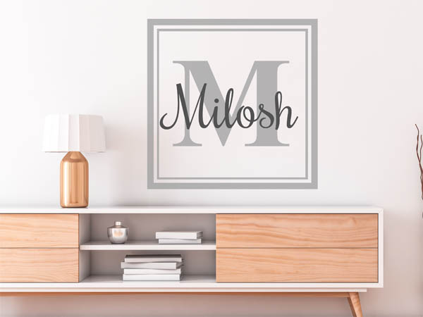 Wandtattoo Milosh als eckiges Monogramm
