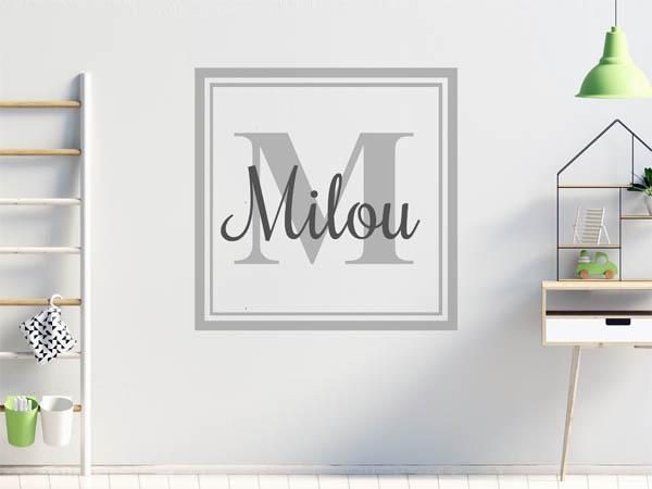Wandtattoo Milou als eckiges Monogramm