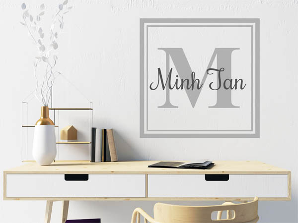 Wandtattoo Minh Tan als eckiges Monogramm