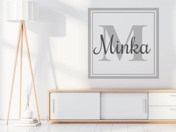 Wandtattoo Minka als eckiges Monogramm