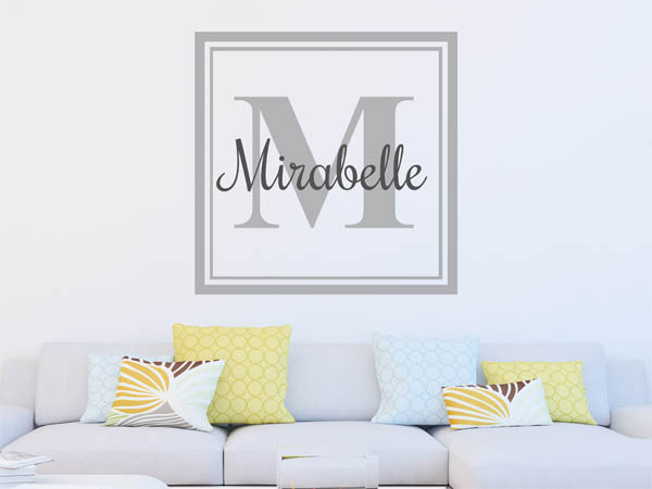Wandtattoo Mirabelle als eckiges Monogramm