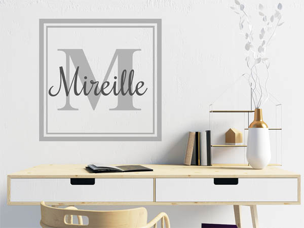 Wandtattoo Mireille als eckiges Monogramm