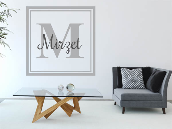 Wandtattoo Mirzet als eckiges Monogramm