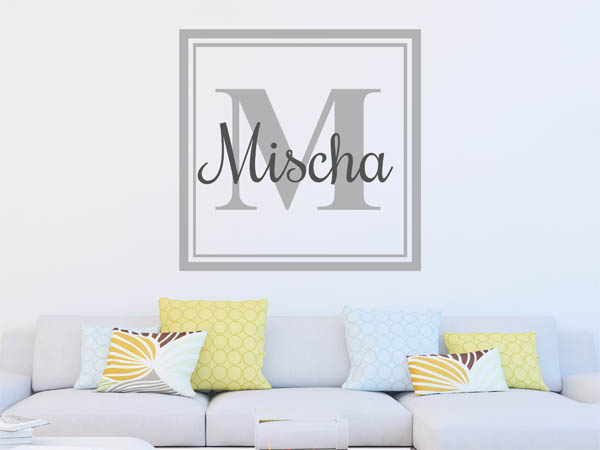 Wandtattoo Mischa als eckiges Monogramm