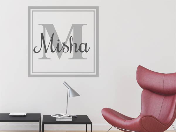 Wandtattoo Misha als eckiges Monogramm