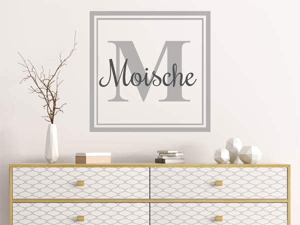 Wandtattoo Moische als eckiges Monogramm