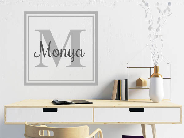 Wandtattoo Monya als eckiges Monogramm