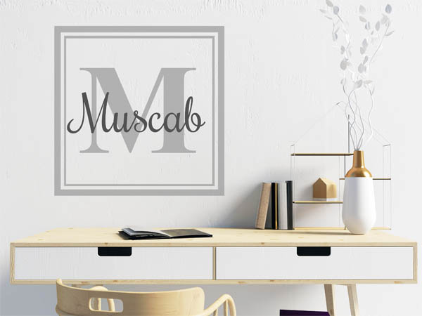 Wandtattoo Muscab als eckiges Monogramm