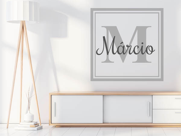 Wandtattoo Márcio als eckiges Monogramm