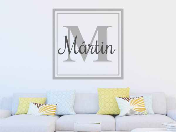 Wandtattoo Mártin als eckiges Monogramm