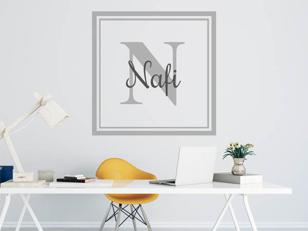 Wandtattoo Nafi als eckiges Monogramm