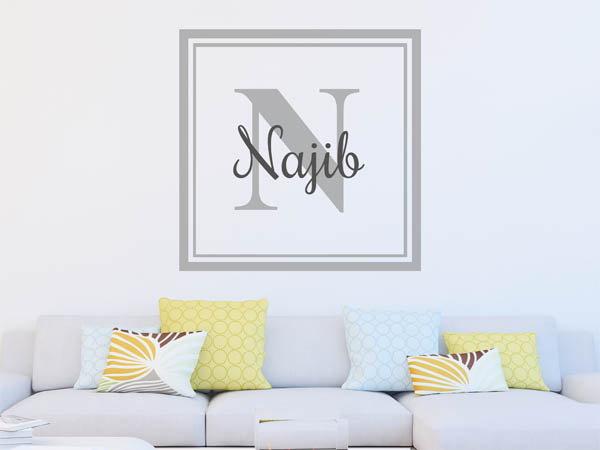 Wandtattoo Najib als eckiges Monogramm
