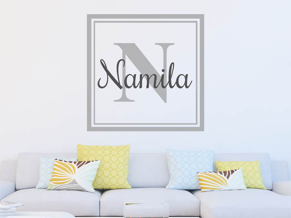 Wandtattoo Namila als eckiges Monogramm