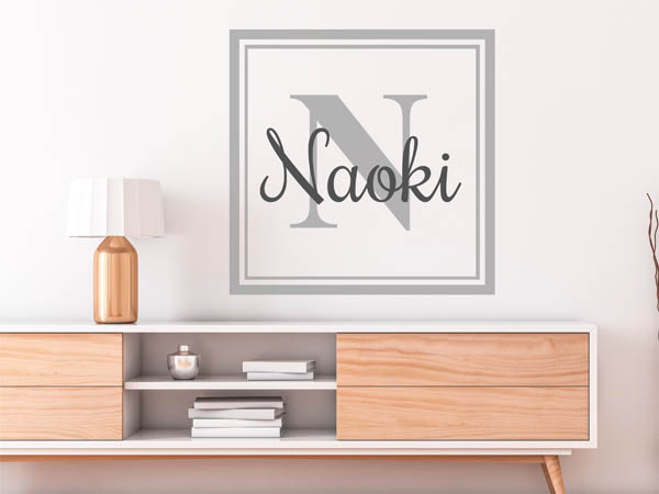 Wandtattoo Naoki als eckiges Monogramm