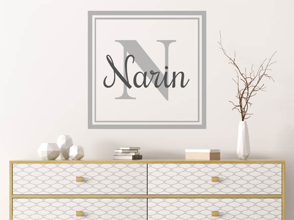 Wandtattoo Narin als eckiges Monogramm