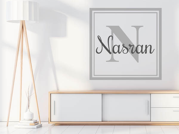 Wandtattoo Nasran als eckiges Monogramm