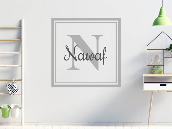 Wandtattoo Nawaf als eckiges Monogramm