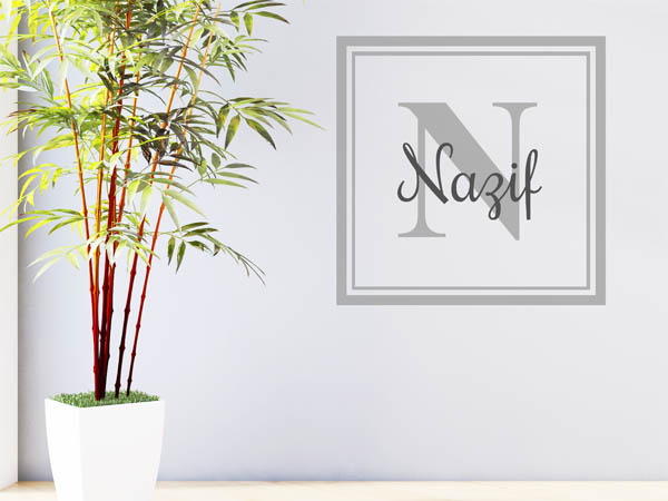 Wandtattoo Nazif als eckiges Monogramm