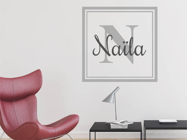 Wandtattoo Naïla als eckiges Monogramm