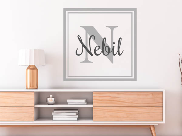 Wandtattoo Nebil als eckiges Monogramm