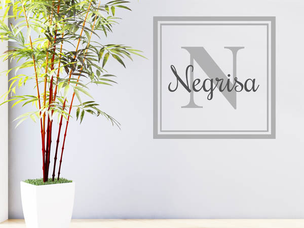 Wandtattoo Negrisa als eckiges Monogramm