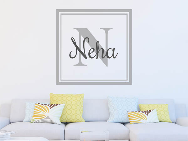Wandtattoo Neha als eckiges Monogramm