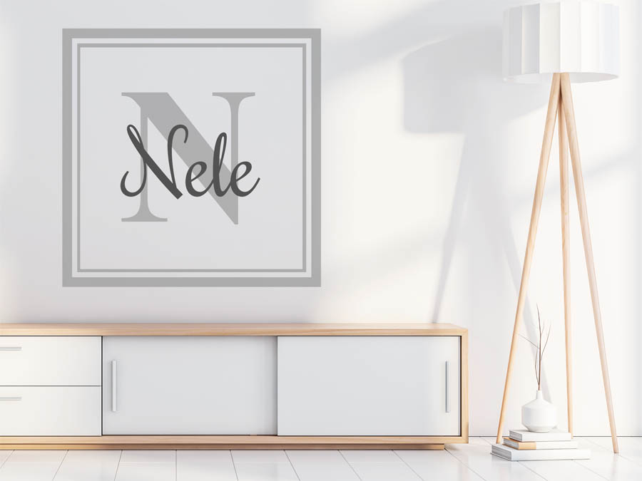 Wandtattoo Nele als Namensschild, Monogramm oder verschnörkelte Schrift