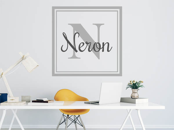 Wandtattoo Neron als eckiges Monogramm