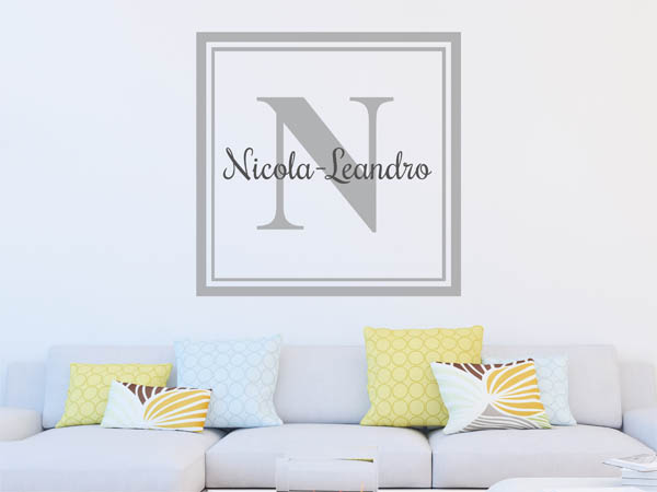 Wandtattoo Nicola-Leandro als eckiges Monogramm
