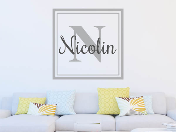 Wandtattoo Nicolin als eckiges Monogramm