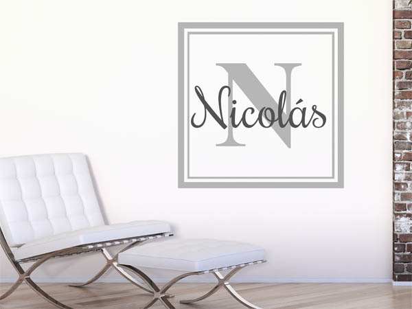 Wandtattoo Nicolás als eckiges Monogramm