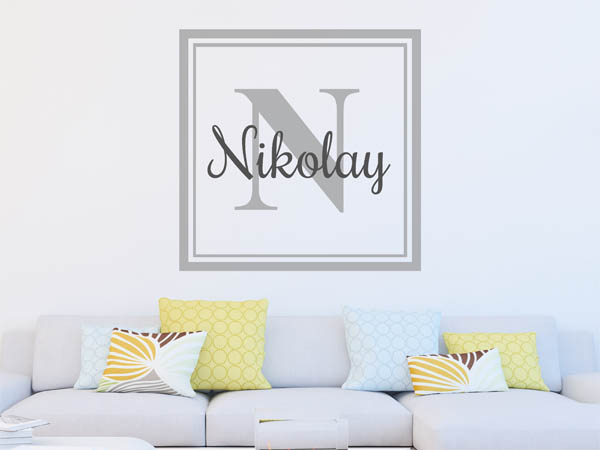 Wandtattoo Nikolay als eckiges Monogramm